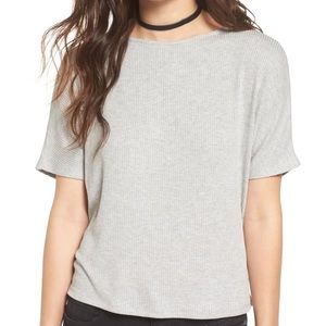 EUC Project Social T XS Grey Ribbed Open Back Tee